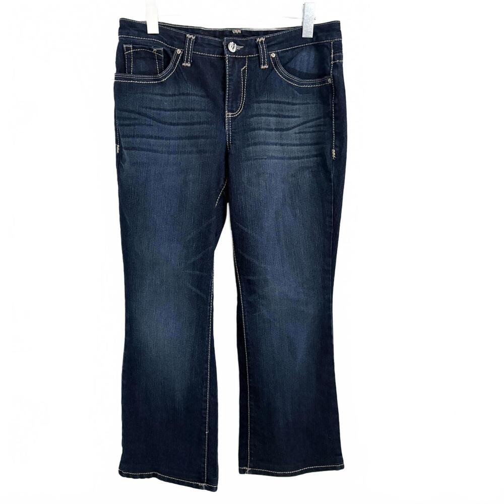 Nine West | LIKE NEW Women’s Dark Wash Boot Cut Jeans Back Pocket Stitch Size 12